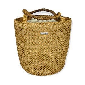Eric Javits Tan Leather Woven Bucket Back